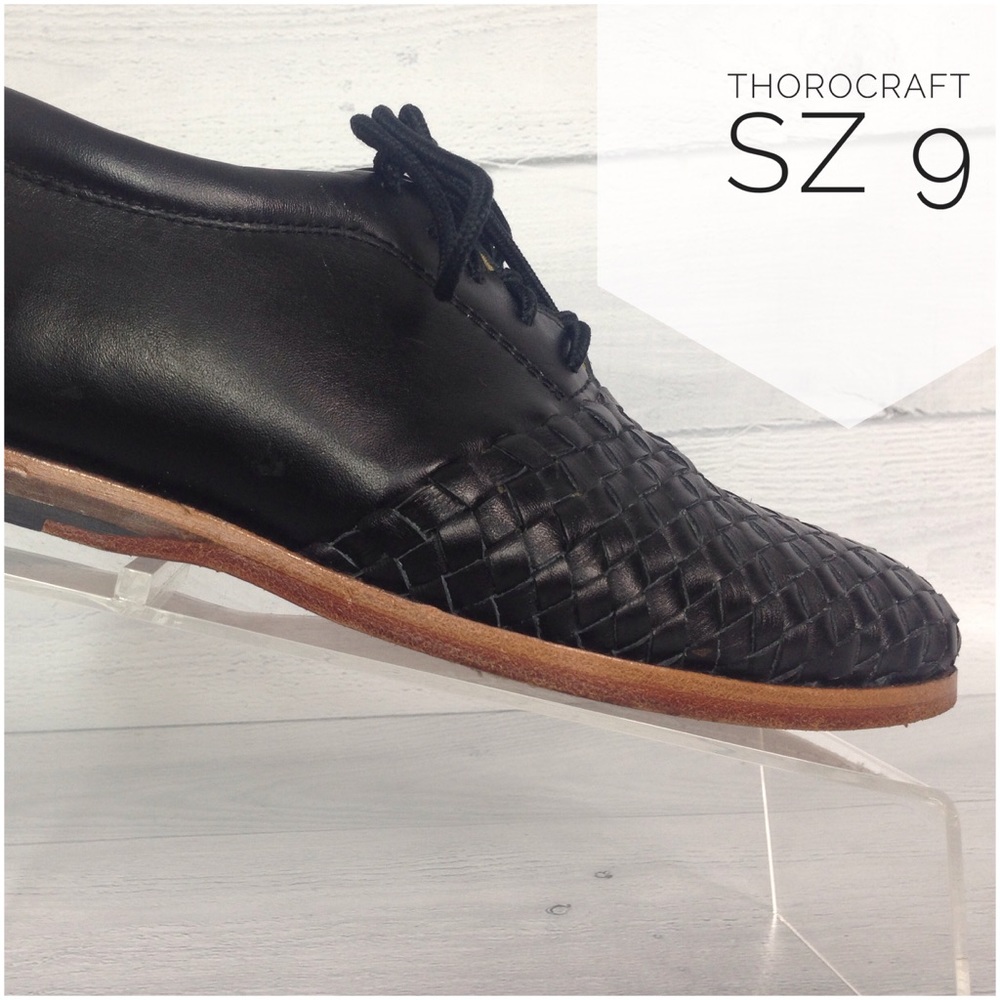 THOROCRAFT OXFORD DRESS SHOES WEAVED UPPER SZ 9